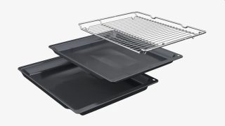 Bosch HBG7764B1 SER8 Вградена фурна 60 x 60 cm, TFT сензорен дисплей, Дигитален контролен пръстен, 4D Hotair, Hotair Gentle, Функция Air Fry, A+, Пиролиза+Хидролиза, Oven Assistant, Home Connect, Черен