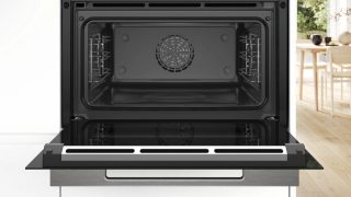 Bosch CSG7364B1, SER8, Compact steam oven, 60 x 45 cm, 47 l, Perfect Steam, Steam Plus function, Added Steam function, Home Connect, Black