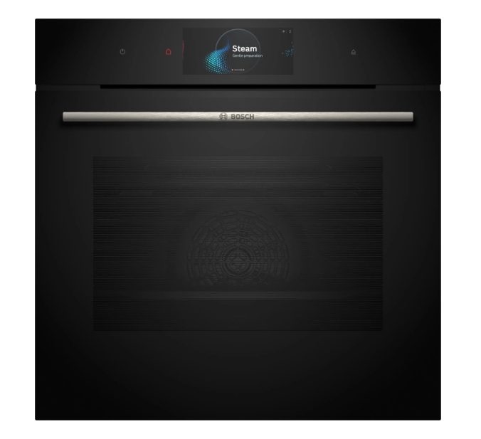 Bosch HRG7784B1, SER8, Вградена парна фурна 60 x 60 cm, 71 l, TFT сензорен дисплей, Цифров контролен пръстен, 4D горещ въздух, Air fry, Added steam, Пиролиза+Хидролиза, Oven Assistant, Месна сонда, A+, HC, Черен