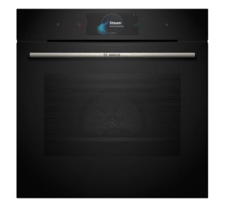 Bosch HRG7784B1, SER8, Вградена парна фурна 60 x 60 cm, 71 l, TFT сензорен дисплей, Цифров контролен пръстен, 4D горещ въздух, Air fry, Added steam, Пиролиза+Хидролиза, Oven Assistant, Месна сонда, A+, HC, Черен