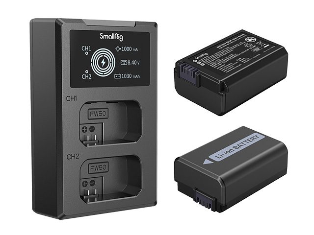 Комплект зарядно и две батерии SmallRig 3818 еквивалент на Sony NP-FW50
