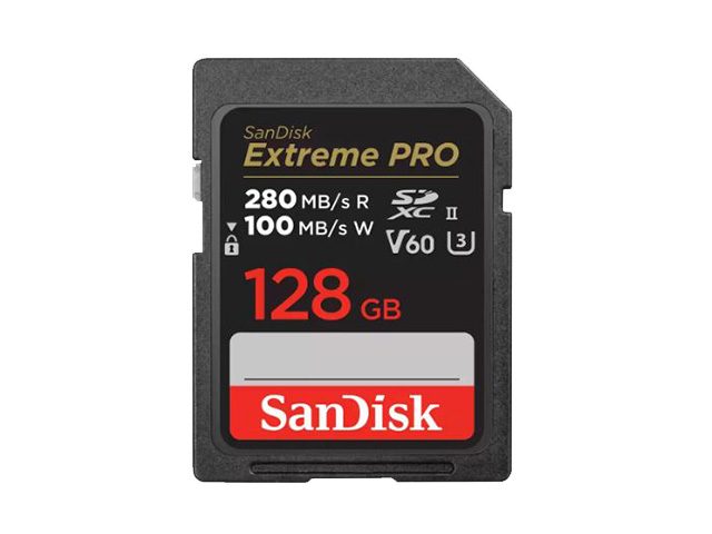 Карта памет SanDisk Extreme PRO 128GB SDXC, UHS-II, Class 10, U3, V60, 6K, 4K, UHD, up to 280MB/s