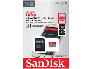 Карта памет SanDisk Ultra microSDXC 256GB 150MB/s, Class10, A1 UHS-I и адаптер