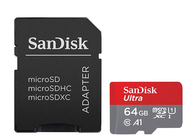 Карта памет SanDisk Ultra microSDXC 64GB 140MB/s, Class10, A1 UHS-I и адаптер