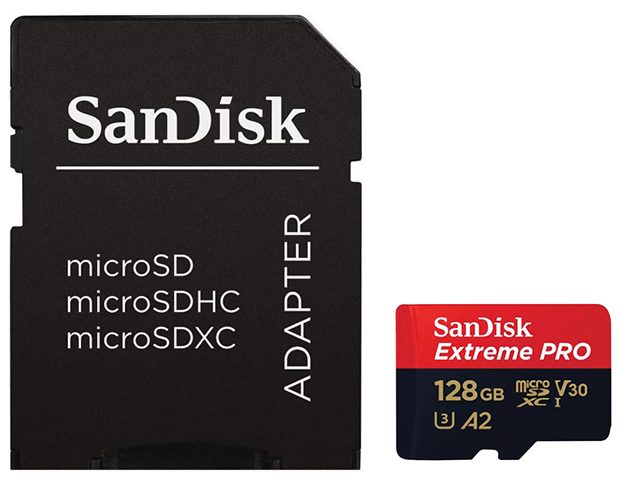 Карта памет SanDisk Extreme PRO microSDXC 128GB със SD Adapter, A2, C10, V30, UHS-I, U3