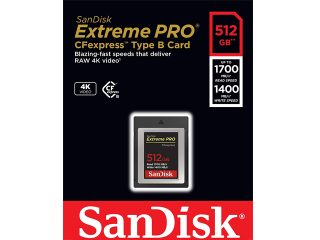 Карта памет SanDisk 512GB Extreme PRO CFexpress Card Type B, SDCFE, 1700MB/s R, 1400MB/s
