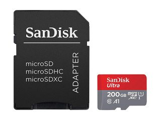 Карта памет SanDisk Mobile Ultra microSDHC 200 GB card 100MB/s 667х и SD адаптер