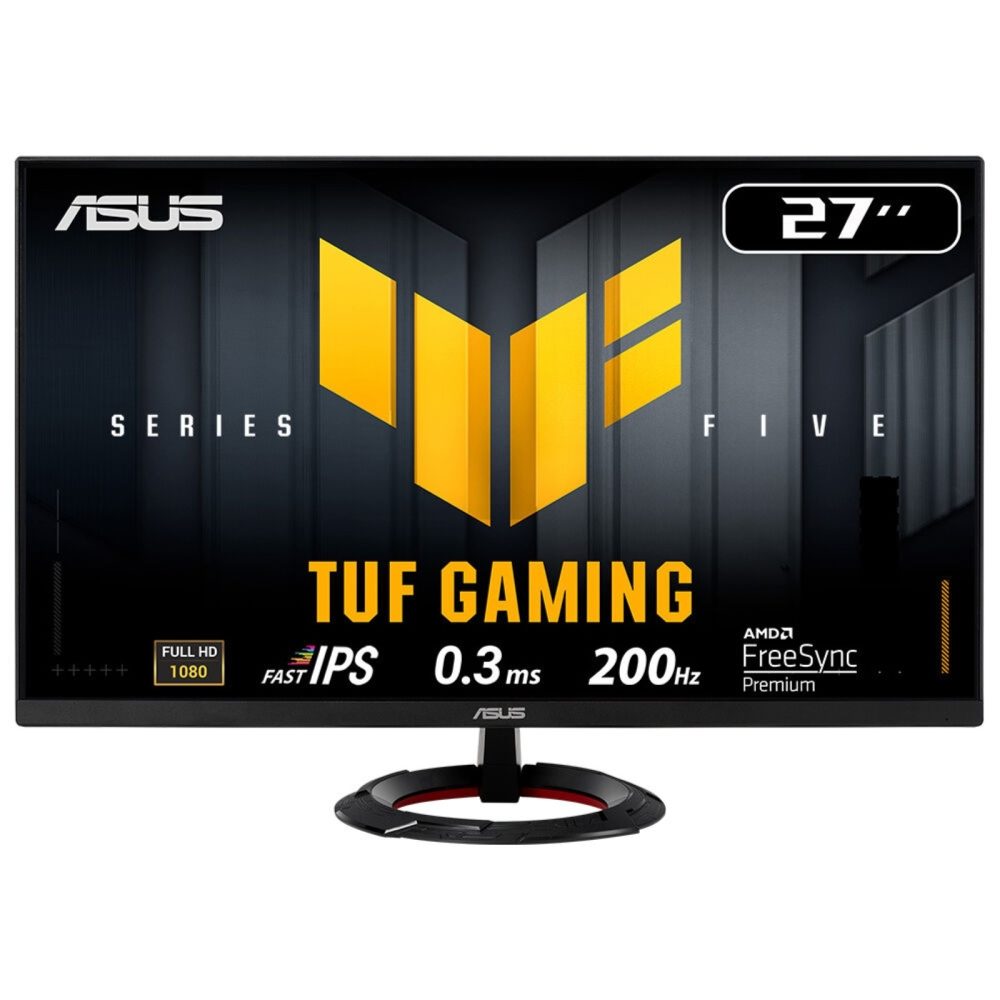 Asus TUF Gaming VG279Q5R Gaming Monitor, 27-инчов, Full HD (1920x1080), 200Hz, Fast IPS, ELMB, 0.3ms GTG (мин.), стерео високоговорители, DisplayWidget Center, AI Visual, черен