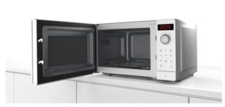 Bosch FFL023MW0, SER2, Свободностояща микровълнова печка, 800 W, 20 л, 5 степени на мощност, 27 см стъклена въртяща се чиния, AutoPilot 7, бяло