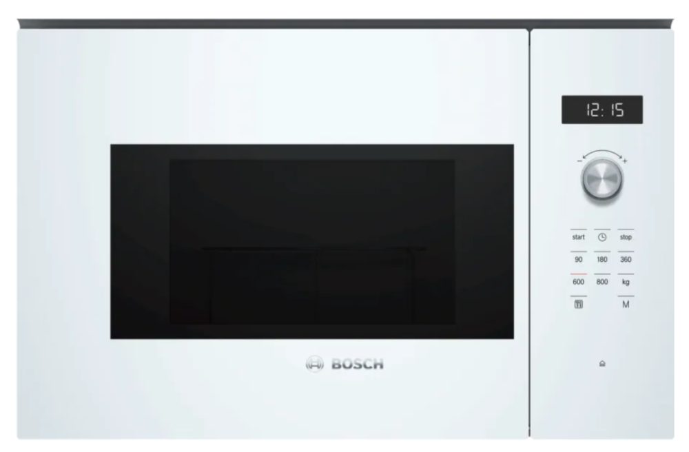 BOSCH микровълнова фурна за вграждане, 800 W, 20 l, AutoPilot 7, лява панта, бяла