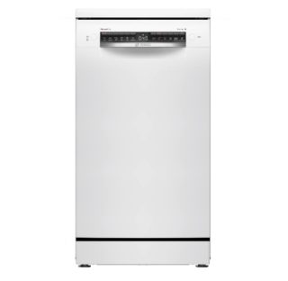 Bosch SPS4HMW13E, свободностояща съдомиялна 45см, D, 8,9л, 10 комплекта, 6p/5o, 44dB(B), Silence 43dB, 3-то чекмедже, R3, Rackmatic, бяла, HC