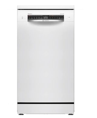 Bosch SPS4HMW49E, SER4, Свободностояща съдомиялна 45см, E, 9.5л, 10комплекта, 6пр/5о, 44dB(B), Silence 41dB, трето чекмедже, Rackmatic, Бяла, HC