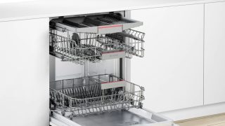 Bosch SMV46KX04E SER4; Comfort; Съдомиялна напълно вградена E, Polinox, дисплей, 3-то Vario чекмедже, 9,5 л, 6p/3o, 46 dB