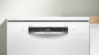 Съдомиялна Bosch SMS4EVW08E, свободностояща, SER4, EfficientDry, Polinox, бяла
