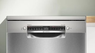 Bosch SMS6ZCI10E SER6, Свободностояща съдомиялна, B, Zeolith, 9,0л, 14 комплекта, 6 програми/5 температури, 40dB(B), Silence 39dB, 3-то чекмедже, инокс