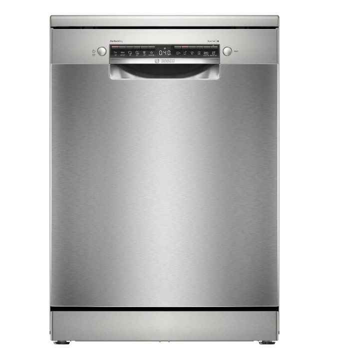 Bosch SMS6ZCI10E SER6, Свободностояща съдомиялна, B, Zeolith, 9,0л, 14 комплекта, 6 програми/5 температури, 40dB(B), Silence 39dB, 3-то чекмедже, инокс