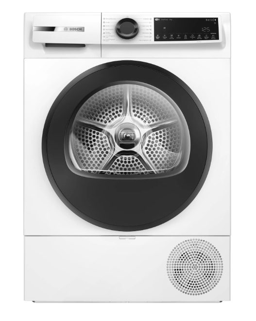 Bosch WQJ24201BY SER6 Сушилня с термопомпа 9кг D/C конденз., 62dB EasyClean, дренажен комплект, черна/черно-сива врата, HC, Наклонен сензорен дисплей директен