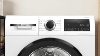 Сушилня Bosch WQG14501BY SER6 с термопомпа 9кг D/B конд., 62dB, SelfCleaning кондензатор, с дренаж, черно-черно сива врата, сребърно-черен меки циферблат