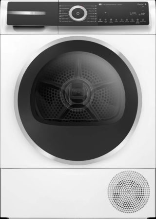Бош WQH245B4BY, SER6 Сушилня с термопомпа 9kg, C / B кондензатор, 61dB, SelfCleaning condenser, дренажен комплект, интериорно осветление, HC, Touch DirectSelect дисплей, сребристо-черна врата