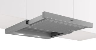 BOSCH DFM064W55 Телескопичен аспиратор 60cm, EcoSilence Drive, макс. 394 m³/h, 68dB, 3 скорости, енергиен клас C, ефективност на улавяне на мазнини 86,6%, преден панел неръждаема стомана