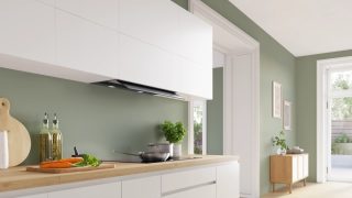 Bosch DBB87DP60, SER6, Вграден боксиран аспиратор 80 см A+, ЕcoSilenceDrive, макс. 433(699) м3/ч, 57(68) dB, 3+1 скорости, CoP A, маслена ефективност 85,3%(B), стъклено сензорно управление, DirectSelect, матово черен