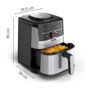Тефал EY5724 Easy Fry XL SMART & SILENCE, неръждаема стомана, 5л (1.2кг, 6 порции), 1550W, двойни зони, отделяща се предница, 8 автоматични програми