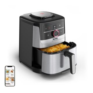 Тефал EY5724 Easy Fry XL SMART & SILENCE, неръждаема стомана, 5л (1.2кг, 6 порции), 1550W, двойни зони, отделяща се предница, 8 автоматични програми