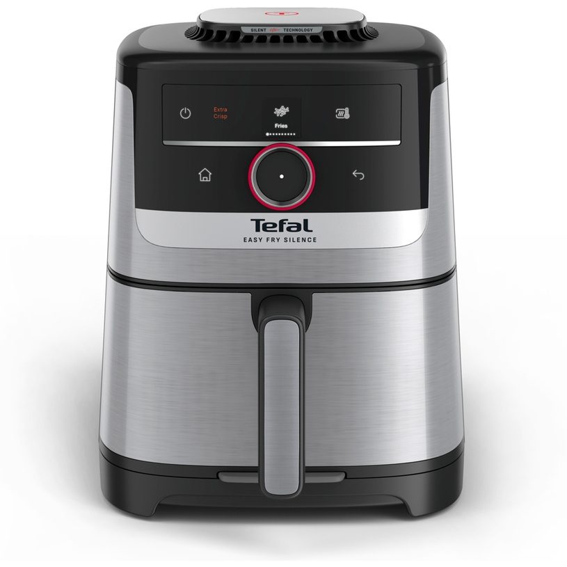 Тефал EY5724 Easy Fry XL SMART & SILENCE, неръждаема стомана, 5л (1.2кг, 6 порции), 1550W, двойни зони, отделяща се предница, 8 автоматични програми