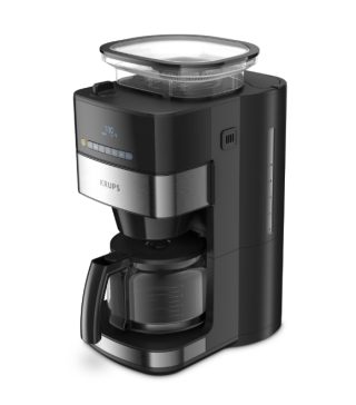 Кафемашина Krups KM832810 Grind & Brew, метална мелачка, 3 степени на смилане, цифров дисплей, таймер, 1.25л