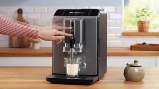 Bosch TIE20504, SER2, автоматична кафе-еспресо машина, VeroCafe, 1300 W, 1.4 л, 15 bar, функция OneTouch, MilkMagic Pro, диамантено титан метал